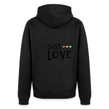 GERADE VERHEIRATET. ES LEBE DIE MARYS. JUNGGESELLINNENABSCHIED - Unisex Premium Bio Zip Hoodie - Schwarz - Hinten - Nico (187cm)