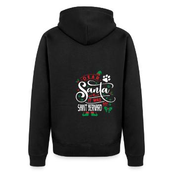 Weihnachten Santa Hunderasse Saint Bernard - Unisex Premium Bio Zip Hoodie - Schwarz - Hinten - Nico (187cm)