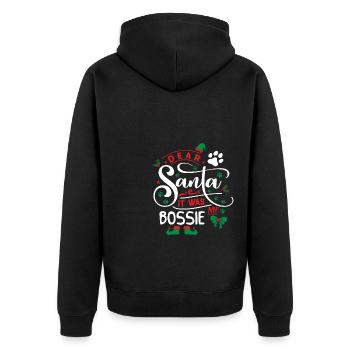Weihnachten Weihnachtsmann Hund Bossie - Unisex Premium Bio Zip Hoodie - Schwarz - Hinten - Nico (187cm)