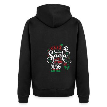 Weihnachten Weihnachtsmann Hund Bugg - Unisex Premium Bio Zip Hoodie - Schwarz - Hinten - Nico (187cm)