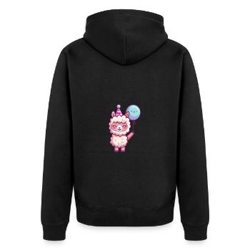 Alpaka Llama Geburtstag Comic - Unisex Premium Bio Zip Hoodie - Schwarz - Hinten - Nico (187cm)