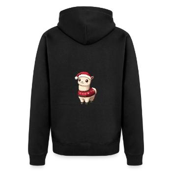 Alpaca Llama Christmas Comic - Unisex Premium Organic Zip Hoodie - black - Back - Nico (187cm)