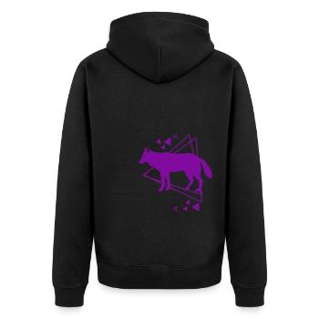 Wolf - Tierfreund - Naturschutz - Unisex Premium Bio Zip Hoodie - Schwarz - Hinten - Nico (187cm)