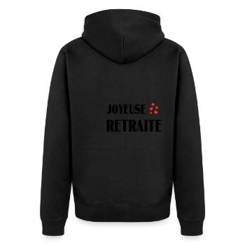 RETRAITE. BONNE RETRAITE. JOYEUSE RETRAITE - Veste à capuche bio Premium Unisexe - noir - Dos - Nico (187cm)