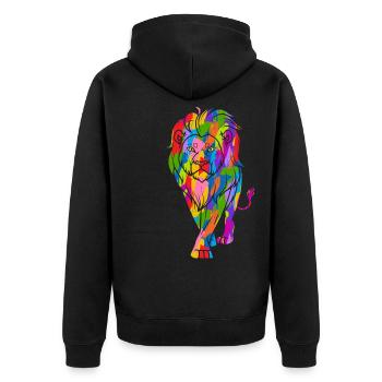Lion Colorful Vintage Rainbow Retro Lion - Unisex Premium Organic Zip Hoodie - black - Back - Nico (187cm)