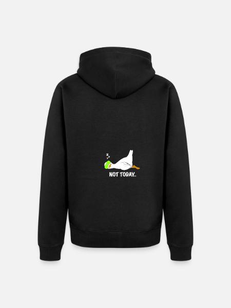 duck funny lazy saying - Unisex Premium Organic Zip Hoodie - black