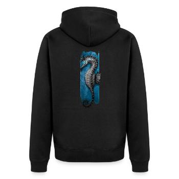 Élégance marine : Sérénade d’hippocampe - Veste à capuche bio Premium Unisexe - noir - Dos - Nico (187cm)