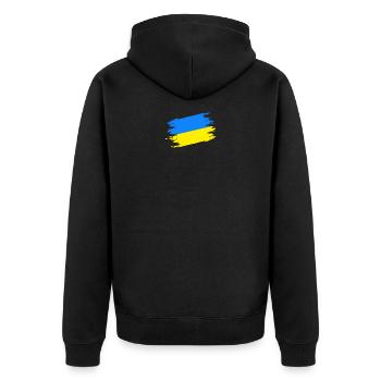 Drapeau ukrainien Coup de pinceau bleu et jaune - Veste à capuche bio Premium Unisexe - noir - Dos - Nico (187cm)