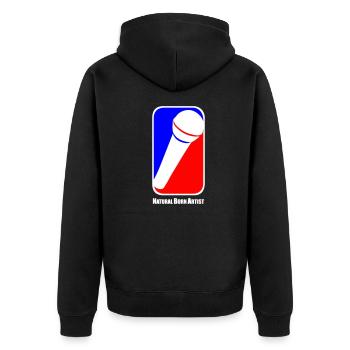 NBArtist Natural Born Artist Vollblutmusiker Hoch - Unisex Premium Bio Zip Hoodie - Schwarz - Hinten - Nico (187cm)