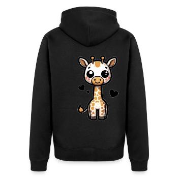 Niedliche Giraffe Gezeichnete Giraffe - Unisex Premium Bio Zip Hoodie - Schwarz - Hinten - Nico (187cm)