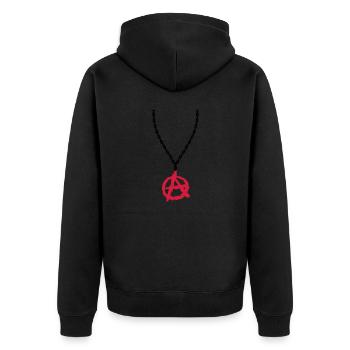 Halskette Schmuck Anarchie Symbol - Unisex Premium Bio Zip Hoodie - Schwarz - Hinten - Nico (187cm)