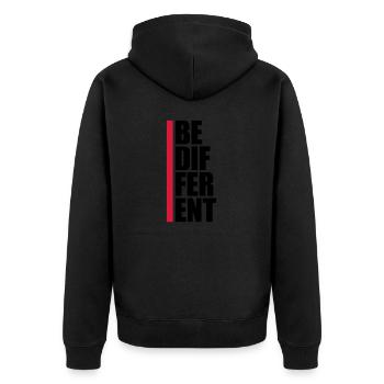 Be different Logo Design - Unisex Premium Organic Zip Hoodie - black - Back - Nico (187cm)