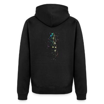sterne, zeichnung,bunte sterne,pastell - Unisex Premium Bio Zip Hoodie - Schwarz - Hinten - Nico (187cm)