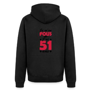 j'ai 51 ans / cadeau anniversaire 51 ans - Veste à capuche bio Premium Unisexe - noir - Dos - Nico (187cm)