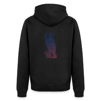 Adler - Unisex Premium Bio Zip Hoodie - Schwarz - Hinten - Nico (187cm)