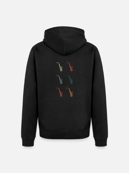 Retro Saxophon - Unisex Premium Bio Zip Hoodie - Schwarz