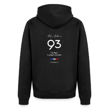 Das Leben ist besser SEINE-SAINT-DENIS Nummer 93 Frankreich - Unisex Premium Bio Zip Hoodie - Schwarz - Hinten - Nico (187cm)