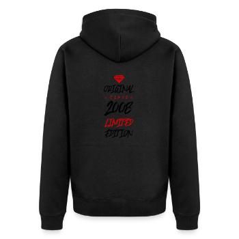 2008 limited edition - Unisex Premium Bio Zip Hoodie - Schwarz - Hinten - Nico (187cm)