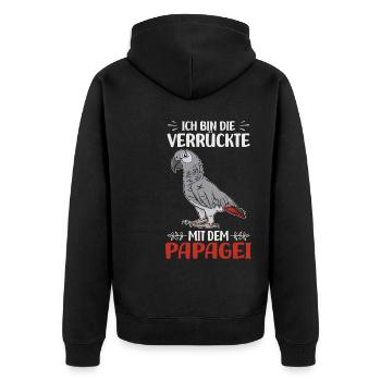 Papageien - Unisex Premium Bio Zip Hoodie - Schwarz - Hinten - Nico (187cm)