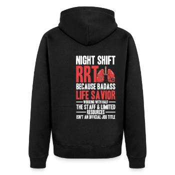 Atemtherapeut Geschenke | Atemtherapeuten Arzt - Unisex Premium Bio Zip Hoodie - Schwarz - Hinten - Nico (187cm)