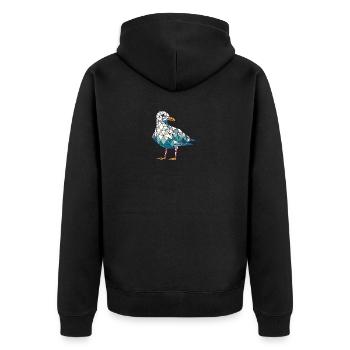Comic Nordsee Hamburg Polygon Möwe Vogel Pier - Unisex Premium Bio Zip Hoodie - Schwarz - Hinten - Nico (187cm)