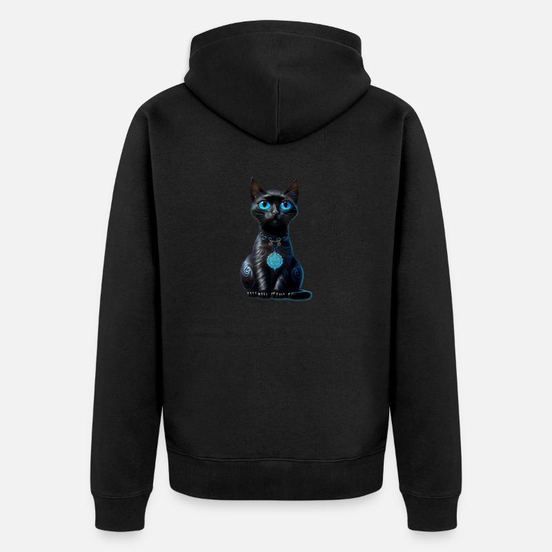 Chat de la Lune - Veste à capuche bio Premium Unisexe - noir