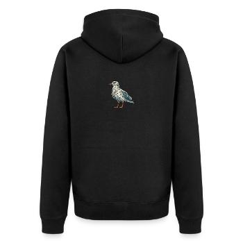 Moin Comic Nordsee Hamburg Polygon Möwe Vogel Pier - Unisex Premium Bio Zip Hoodie - Schwarz - Hinten - Nico (187cm)