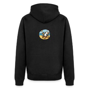 Moin Nordsee Möwe Cocktail Strand Sonne Liegestuhl - Unisex Premium Bio Zip Hoodie - Schwarz - Hinten - Nico (187cm)
