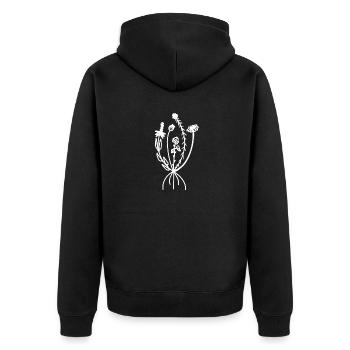 Akzent Blumen/ fine line - Unisex Premium Bio Zip Hoodie - Schwarz - Hinten - Nico (187cm)