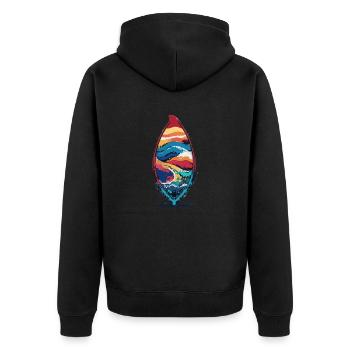 farbenfrohes Sommermotiv - Unisex Premium Bio Zip Hoodie - Schwarz - Hinten - Nico (187cm)