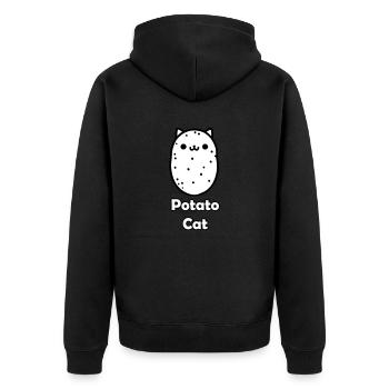Süße Katze Kartoffel - Kartoffel Katze Design - Unisex Premium Bio Zip Hoodie - Schwarz - Hinten - Nico (187cm)
