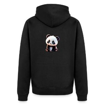 Baby Panda/ Pandabärchen - Unisex Premium Bio Zip Hoodie - Schwarz - Hinten - Nico (187cm)
