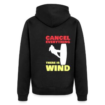 There Is Wind Funny Kitesurfer Kiteboarding - Unisex Premium Bio Zip Hoodie - Schwarz - Hinten - Nico (187cm)