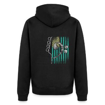Drapeau américain avec guitare et basse clef - Veste à capuche bio Premium Unisexe - noir - Dos - Nico (187cm)