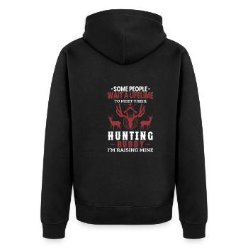 Hunter. Hunting humor gift quote hunting - Unisex Premium Organic Zip Hoodie - black - Back - Nico (187cm)