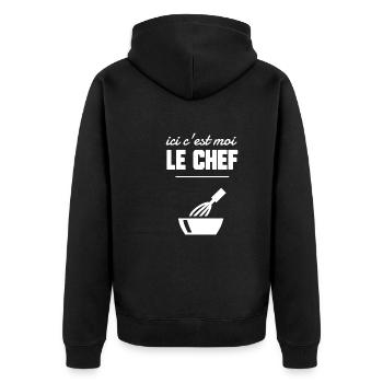 Ici c’est moi le chef - Veste à capuche bio Premium Unisexe - noir - Dos - Nico (187cm)