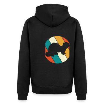 Vintage Ferret Enthusiast Weasel Vintage - Unisex Premium Bio Zip Hoodie - Schwarz - Hinten - Nico (187cm)