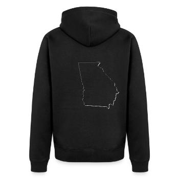 Georgia (USA) | Map | Shadow - Unisex Premium Organic Zip Hoodie - black - Back - Nico (187cm)