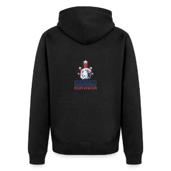 Hemorrhoid Survivor - Unisex Premium Bio Zip Hoodie - Schwarz - Hinten - Nico (187cm)