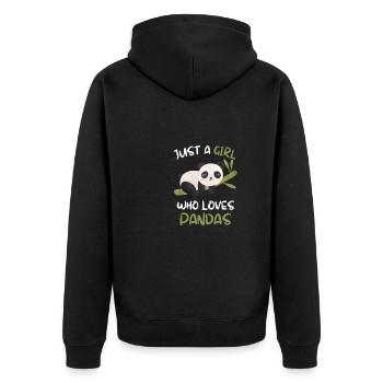 Pandabär Chinesisches Tier Mädchen Geschenk Panda - Unisex Premium Bio Zip Hoodie - Schwarz - Hinten - Nico (187cm)