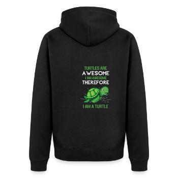 Meerestier Lustiges Geschenk Meeresschildkröte - Unisex Premium Bio Zip Hoodie - Schwarz - Hinten - Nico (187cm)