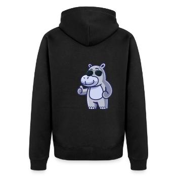Coole Sonnenbrille Hippo Tier Geschenk Nilpferd - Unisex Premium Bio Zip Hoodie - Schwarz - Hinten - Nico (187cm)