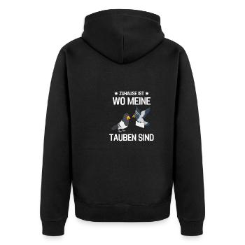 Taubenzucht Taubenschlag Vogel Geschenk Taube - Unisex Premium Bio Zip Hoodie - Schwarz - Hinten - Nico (187cm)