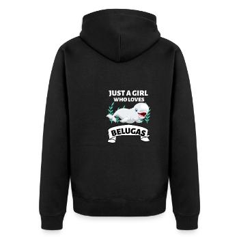 Beluga Wal Mädchen Ozean Tier Geschenk Beluga - Unisex Premium Bio Zip Hoodie - Schwarz - Hinten - Nico (187cm)