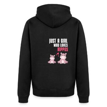 Afrique Zoo Animal Hippopotame Fille Cadeau Hippopotame - Veste à capuche bio Premium Unisexe - noir - Dos - Nico (187cm)