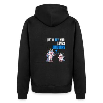 Magische Kreatur Jungen Geschenk Fantasy Einhorn - Unisex Premium Bio Zip Hoodie - Schwarz - Hinten - Nico (187cm)