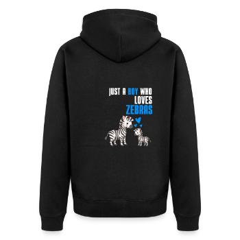 Afrika Tierliebhaber Zebra Jungen Geschenk Zebra - Unisex Premium Bio Zip Hoodie - Schwarz - Hinten - Nico (187cm)