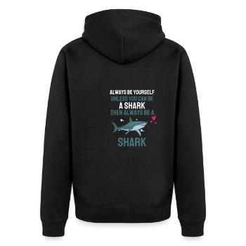 Lustiges Geschenk Raubtier Ozean Tier Hai - Unisex Premium Bio Zip Hoodie - Schwarz - Hinten - Nico (187cm)