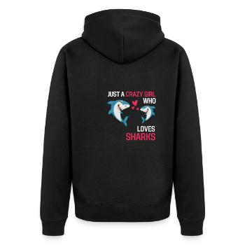Sea Animal Predator Girl Gift Shark - Unisex Premium Organic Zip Hoodie - black - Back - Nico (187cm)