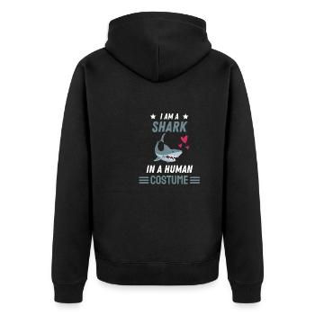 Ocean Animal Shark Costume Gift Funny Shark - Unisex Premium Organic Zip Hoodie - black - Back - Nico (187cm)